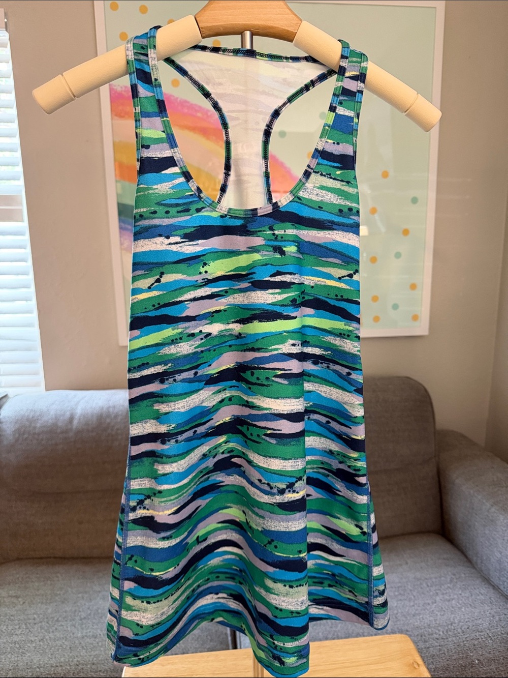 lululemon athletica Blue Green Wave-Print Tank Top